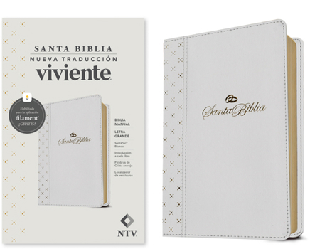 Biblia manual NTV, letra grande con Filament (SentiPiel, Blanco, Letra Roja) (Spanish Edition)