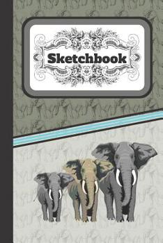 Paperback Sketchbook: Elephant Green Blue Pattern Art Gift - SKETCHBOOK, 130 pages, 6 x 9 Book