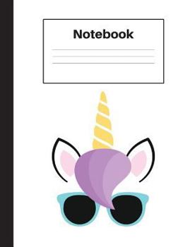 Paperback Notebook: Unicorn Blue Glasses, Graph Paper 5x5, Notebook Home Office School Student Teacher Homeschool, 7.4 x 9.7 in, 200 pages Book