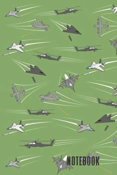 Notebook: A Cool Military Airplanes Flying And Shooting Practice Writing Journal, A 6x9" Blank Lined Wide Ruled Notepad With 120 Practice Pages For School