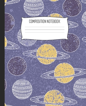 Composition Notebook: Wide Ruled Notebook Purple Distress Planets Space Saturn Rings Lined School Journal | 100 Pages | 7.5" x 9.25" | Children Kids Girls Teens Women | Perfect For School
