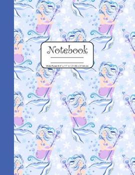 Paperback Notebook Wide Ruled 8.5" x 11" in / 21.59 x 27.94 cm: Composition Book, Mermaids in Pastel Blue and Purple Cover, C860 Book