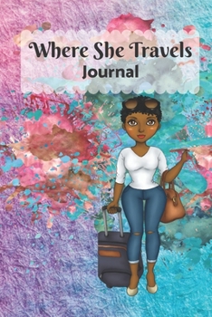 Where She Travels - (6x9 lined journal pastel crinkle paper paint splatter cover)