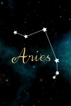 Aries: All Purpose 6x9 Blank Lined Notebook Journal Way Better Than A Card Trendy Unique Gift Blue Aurora Constellation