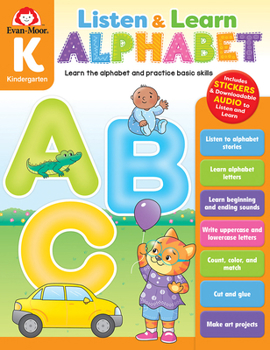 Paperback Alphabet, Kindergarten Workbook: Listen and Learn Audio Workbook, Phonemic Awareness and Phonics Book
