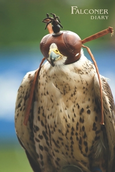 Falconer Diary: Goshawk with hood. Format A5, 120 pages, fine light grey lined. Daily entries, notes and journal for the falconer, Ornithologist, nature and bird friends.