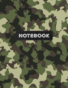 Paperback Notebook: Cool Army Green Camo Camouflage Wide Ruled Composition Note Book, Diary or Journal 100 pages 7.44 x.9.69 Size Book