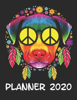 Planner 2020: Planner Weekly and Monthly for 2020 Calendar Business Planners Organizer For To do list 8,5“ x 11“ with Pitbull Dog Doggy Breed Hippie Hipster Floral