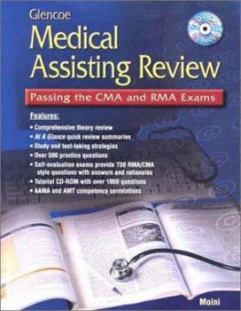 Paperback Glencoe Medical Assisting Review: Passing the CMA and Rma Exams, Student Text with CD ROM Book