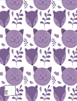 Note: Purple cat and fox Cover Lined Journal Note Taking System for School and University | 8.5 x 11 – 110 College-ruled - Journal, Notebook, Diary, Composition Book
