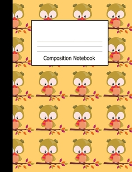 Paperback Composition Notebook: Wide Ruled Kids Writing Book Cute Owls on Peach Design Cover Book