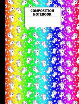 Paperback Composition Notebook: Rainbow Unicorn Wide Ruled Book