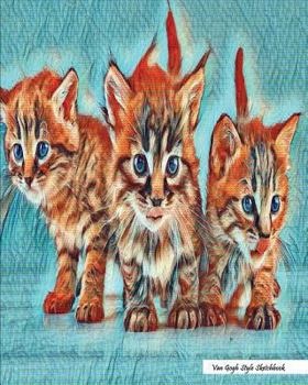 Van Gogh Style Sketchbook: Van Gogh Style Cat Print (5), 8" x 10" - Drawing Sketchbook, Unlruled Notebook, Drawing Paper -[Sketch book]