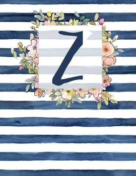 Z: Letter Z Monogram Initial Notebook | 8.5" x 11" - 100 pages, Dot Bullet Grid Pages| Watercolor Floral Notebook