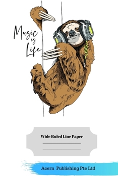 Music Animal Theme Wide Ruled Line Paper