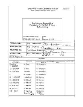 Paperback Checkout and Standard Use Procedures for the Mark III Space Suit Assembly Book