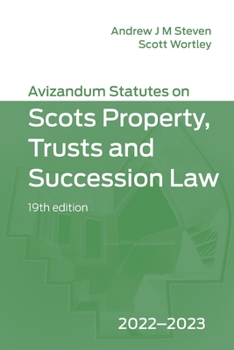 Paperback Avizandum Statutes on Scots Property, Trusts & Succession Law: 2022-2023 Book