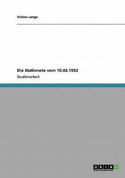 Paperback Die Stalinnote vom 10.03.1952 [German] Book