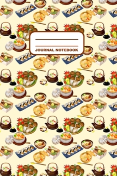 Journal Notebook: Notebook, Journal, Or Diary  | Sushi Japanese Food Pattern Cover Design | 110 Blank Lined Pages | 6" X 9" | Matte Finished Soft Cover