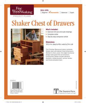 Paperback Fine Woodworking's Shaker Chest of Drawers Plan Book