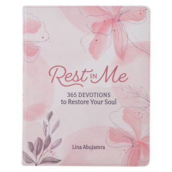 Leather Bound Rest in Me 365 Devotions to Restore Your Soul, Pink Faux Leather Book