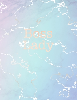 Boss Lady: Inspirational Quote Notebook, Elegant Blue Marble and Rose Gold | 8.5 x 11, 120 College Ruled Pages