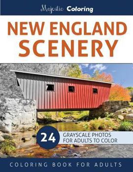 Paperback New England Scenery: Grayscale Photo Coloring for Adults Book