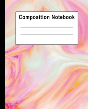 Paperback Composition Notebook: Pink Blue White Abstract Swirls Art Book