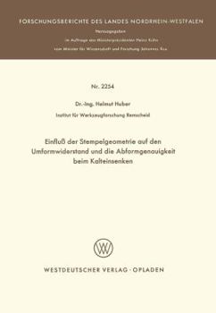 Paperback Einfluß Der Stempelgeometrie Auf Den Umformwiderstand Und Die Abformgenauigkeit Beim Kalteinsenken [German] Book