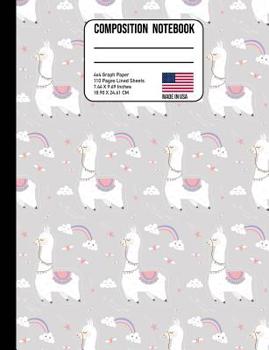 Paperback Composition Notebook 4x4 Graph Paper: Cute Llama & Rainbows Back to School Composition Book for Teachers, Students, Kids and Teens Book