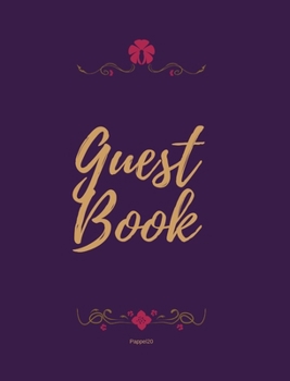 Hardcover Guest Book - Golden Frame #3 on Pink Paper Book