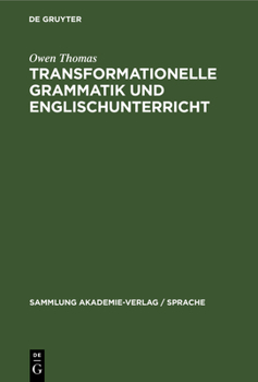 Hardcover Transformationelle Grammatik Und Englischunterricht: Eine Einführung [German] Book