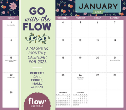 Calendar Go with the Flow: A Magnetic Monthly Wall Calendar 2023: Perfect for a Fridge, Wall, or Desk Book