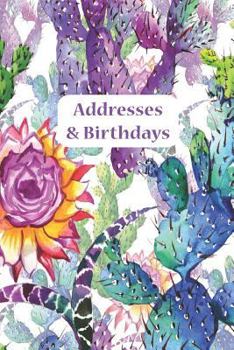 Paperback Addresses & Birthdays: Watercolor Pastel Cacti Book