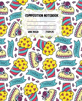 Paperback Composition Notebook Wide Ruled: Pop Corn Torte Colourful Workbook for Girls Boys for Writing - Pretty Journal for Kids - Unique Gift Idea with Cute P Book