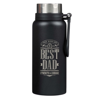 Misc. Supplies Stainless Steel Water Bottle Black Best Dad Joshua 1:9 Book