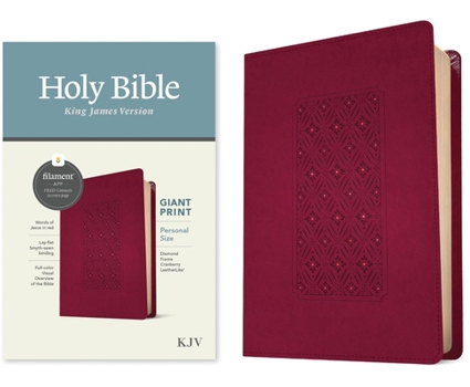 Imitation Leather KJV Personal Size Giant Print Bible, Filament Enabled Edition (Leatherlike, Diamond Frame Cranberry) [Large Print] Book