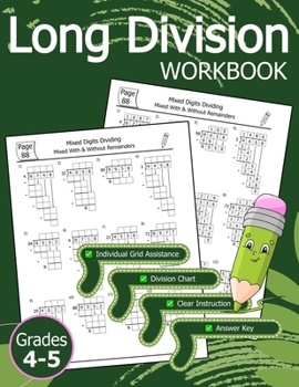 Paperback Long Division Workbook Grades 4-5: With and Without Remainders Dividing Practice for Kids Ages 9-12 Book