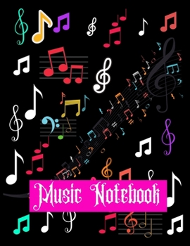 Paperback Music Notebook: Wide Staff Manuscript Paper Notebook for Kids Blank Sheet Music Composition and Notation Notebook for Piano/guitar/vio Book