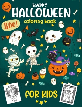 Paperback Happy Halloween Coloring Book for kids: ages 2-4 3-8 - Funny and cute kawaii halloween coloring book for Toddlers, Preschoolers and Elementary School- Book