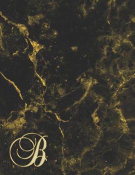 Paperback B: College Ruled Monogrammed Gold Black Marble Large Notebook Book