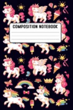 Composition Notebook: UNICORN Pattern Pretty Wide Ruled Animal School Going Student Note Book - Cute Black & White Exercise Book and Journal For Teens ... Notes. Lined Pages / 100 Sheets - Size 6 x 9