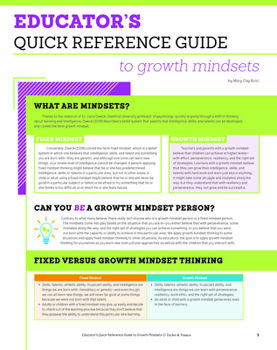 Paperback Educator's Quick Reference Guide to Growth Mindsets Book
