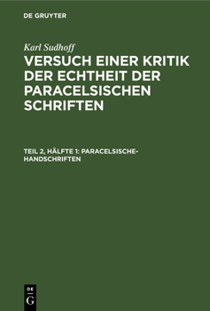 Hardcover Paracelsische-Handschriften [German] Book