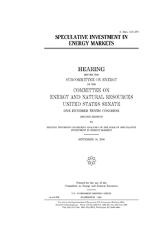 Paperback Speculative investment in energy markets Book