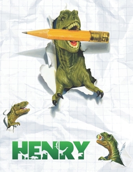 Henry: Personalized Dinosaur Sketchbook For Boys. 8.5"x11" 110 Pages. Doodle, Draw, Sketch, Create, Dino!