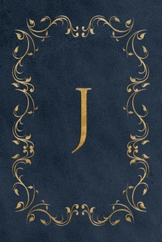 J: Faux leather effect / look gold monogram. Personalized letter ruled journal notebook. Elegant traditional design suitable for all: men, women, ... pages in 6 x 9 matte finish, handy size.