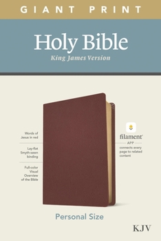 Leather Bound KJV Personal Size Giant Print Bible, Filament Enabled Edition (Genuine Leather, Burgundy) [Large Print] Book