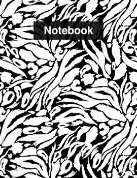 Paperback Notebook: Animal Print Pattern White On Black College Ruled Composition Notebook 8.5 x 11 Lined Journal & Diary for Writing & No Book