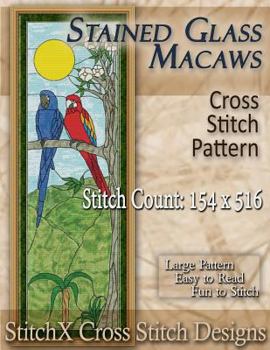 Paperback Stained Glass Macaws Cross Stitch Pattern Book